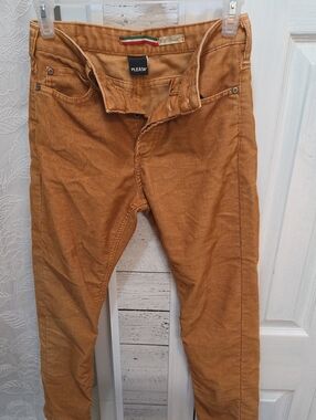 Please Womens Straight Leg Corduroy Pants in Camel Brown